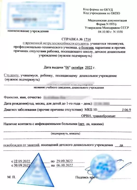 Купить справку 095 для учащихся